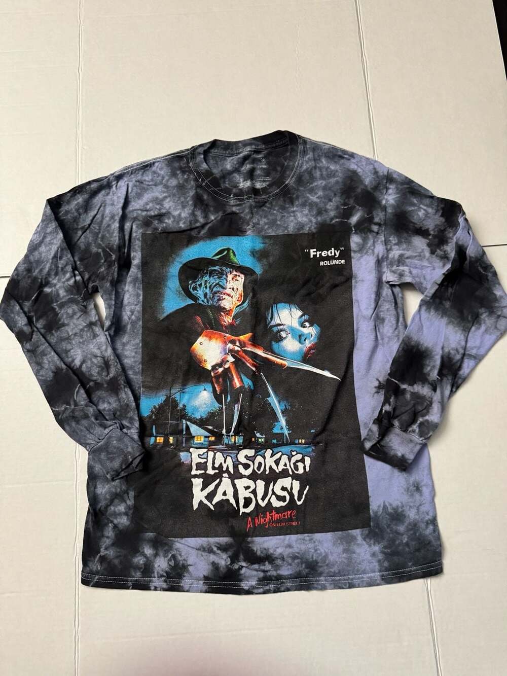 A Nightmare on Elm Street 'Elm Sokagi Kabusu' Tie-Dye Long-Sleeve Graphic T-Shir